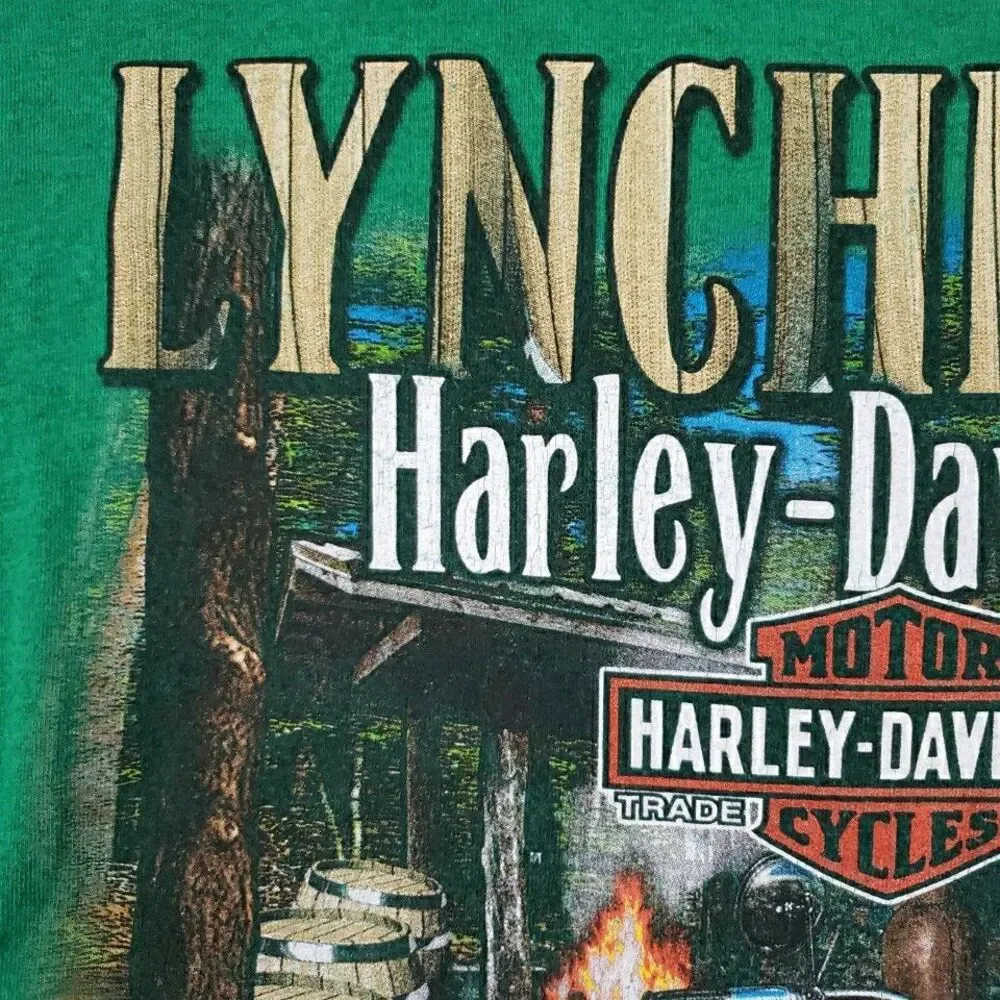 Harley Davidson T Shirt Short Sleeve Lynchburg TN Green Biker Men's Sz M
